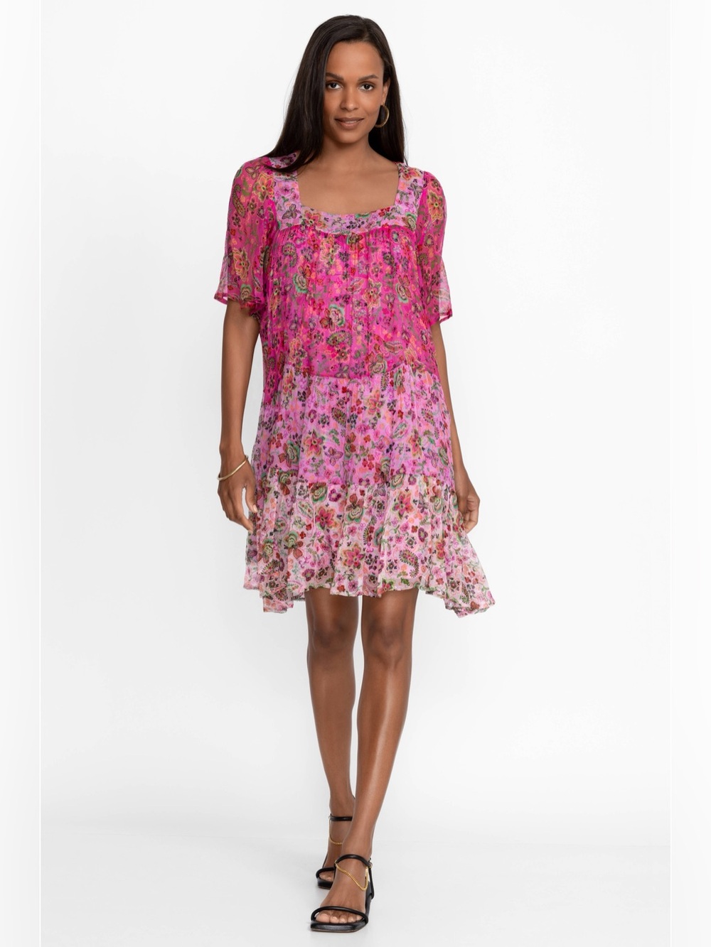 NWT Johnny Was FOXGLOVE SILK MINI DRESS size L - Picture 7 of 11